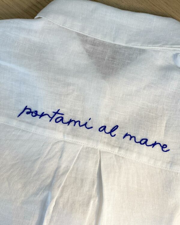 Camicia in lino ‘ portami al mare ‘ tg. M
